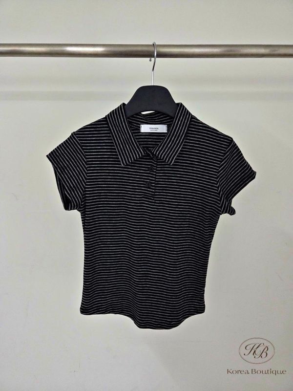 SS431 春季 合身的條紋polo衫 