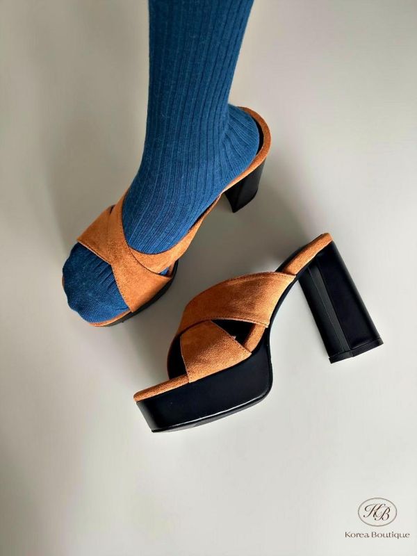 SS216 春季 交叉設計拖鞋高跟 