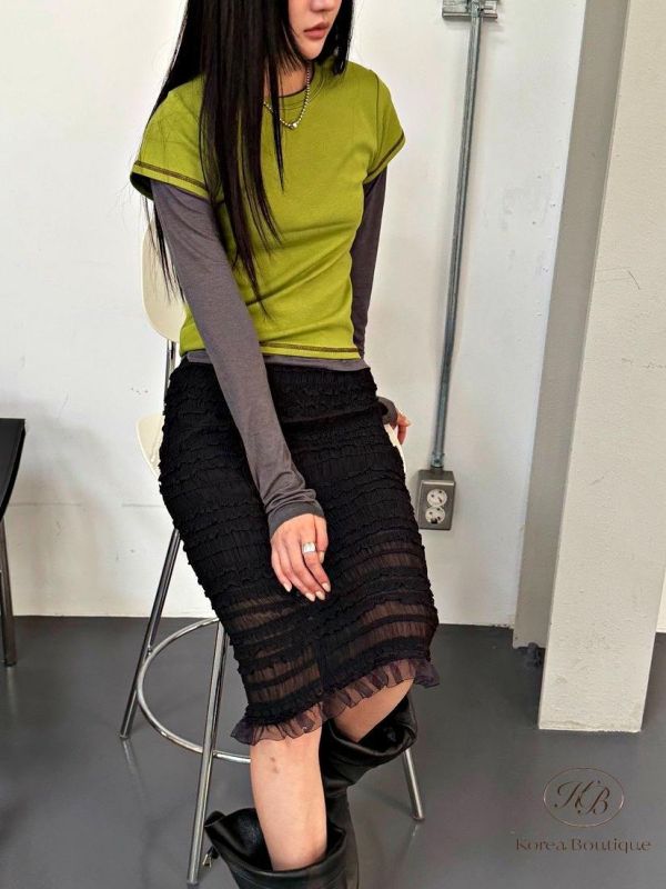 SS376 春季 好美的波浪半身裙 