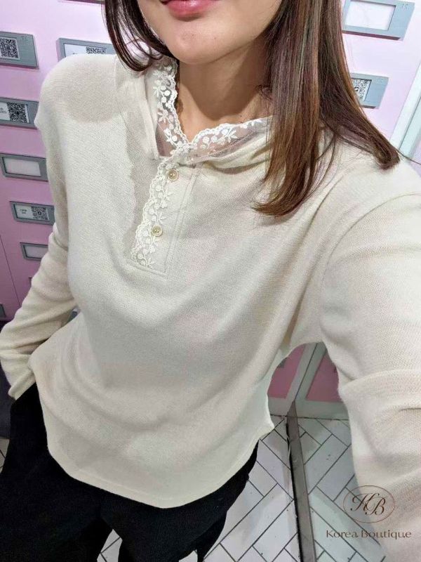 FWKR87 冬季 蕾絲邊領口設計上衣 