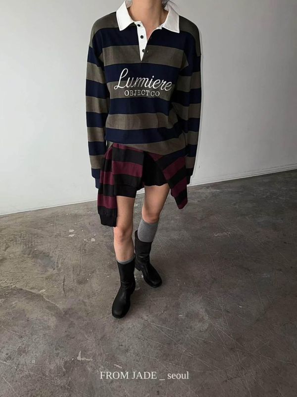 FW2744 秋季 條紋字母polo衫 