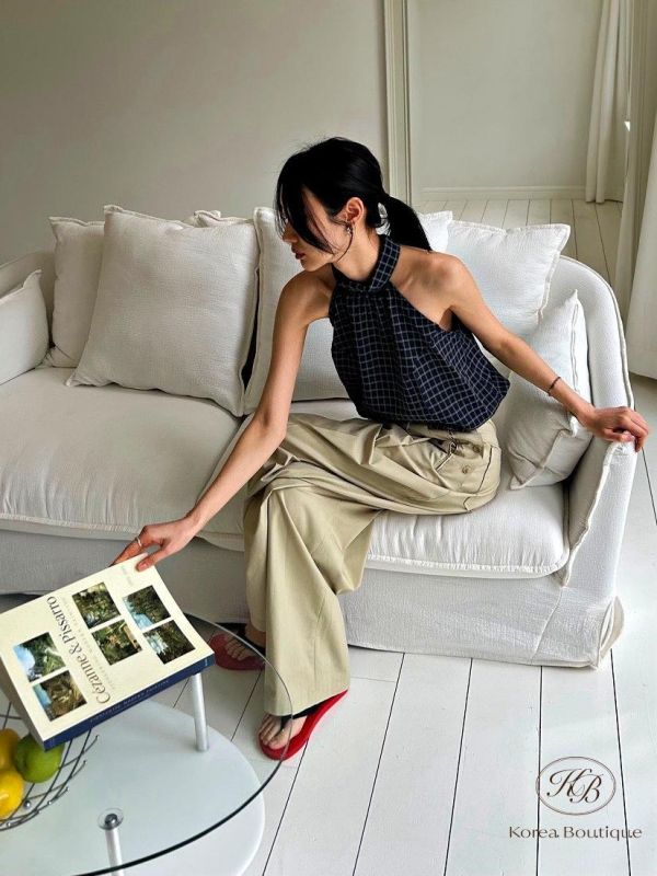 SS440 春季 格紋消肩上衣 露出鎖骨好性感 