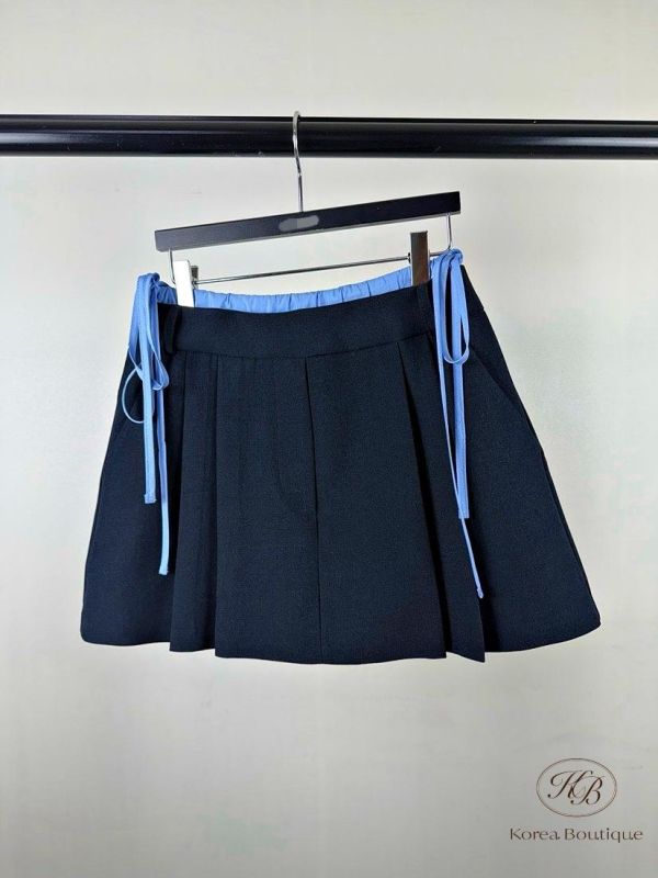 SS205 春季 蝴蝶結設計百褶褲裙 