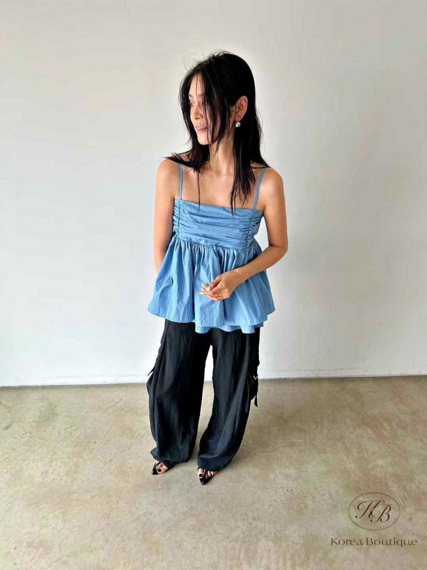 SS339 春季 皺摺襯衫吊帶背心 