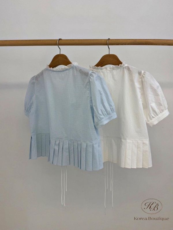 SS444 春季 綁帶開襟蝴蝶結上衣 