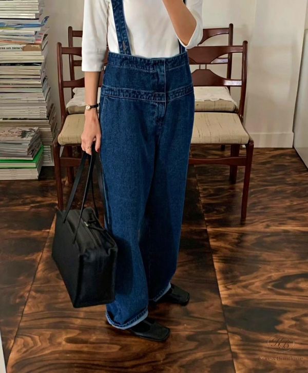 SS85 春季 原色牛仔吊帶褲 