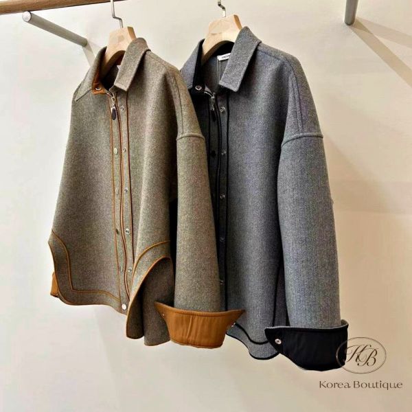 Fw368 秋季 質感車縫線襯衫外套 