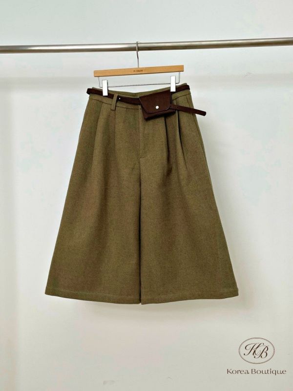 Fw367 秋季 時髦的毛呢七分褲 