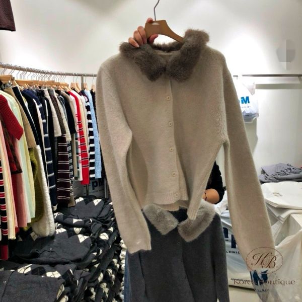 Fw483 冬季 毛毛領針織外套 