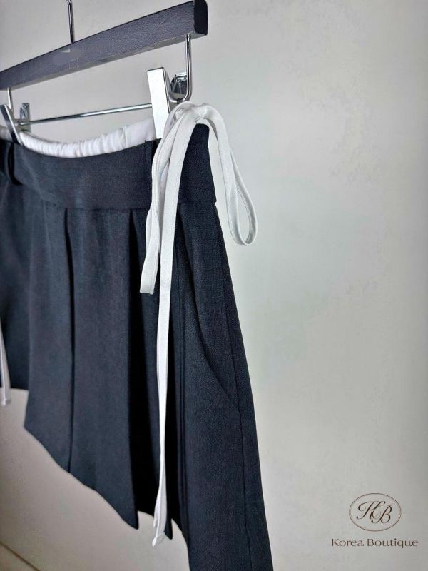 SS205 春季 蝴蝶結設計百褶褲裙 