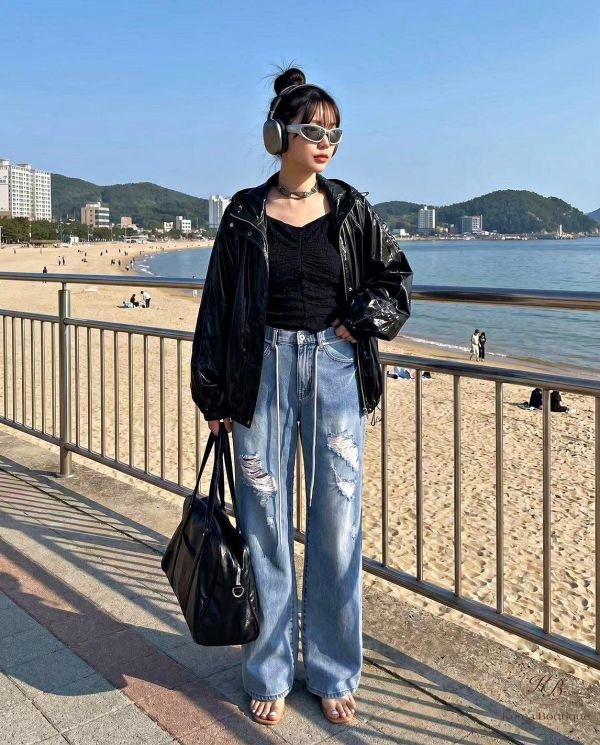 SS570 夏季 時髦破損牛仔褲 