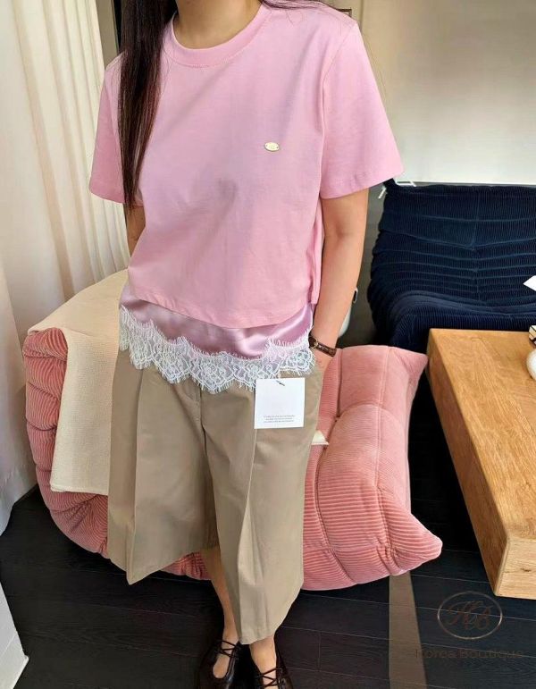 SS500 春季 小吊牌蕾絲素面tee 