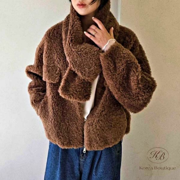 Fw498 冬季 熊寶寶外套 內裡麂皮 含圍巾 