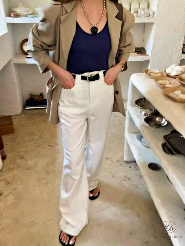 SS493 春季 夏日舒服的直筒牛仔褲 附皮帶 