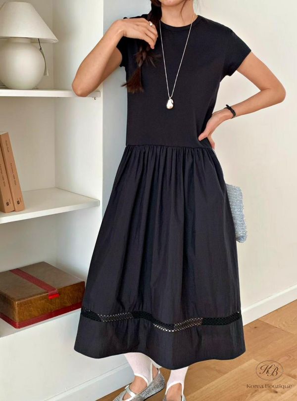 SS457 春季 口袋異材質拼接洋裝 