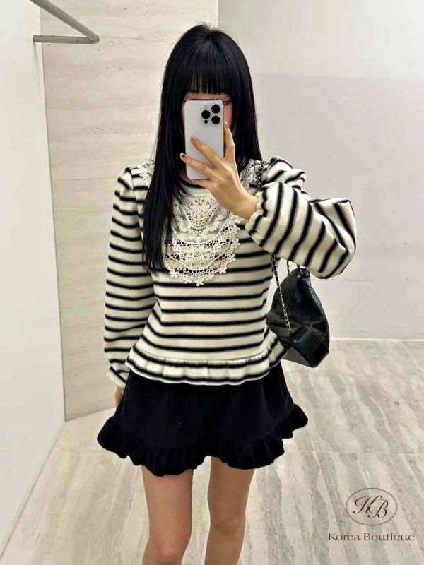 FWKR88 冬季 條紋絨布上衣 喜歡有點華麗感 