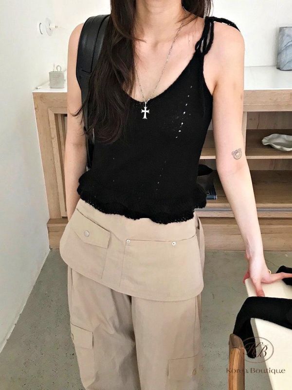 SS208 春季 花邊針織背心套裝 