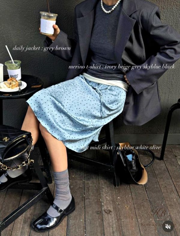 SS279 春季 點點絲綢感半身裙 