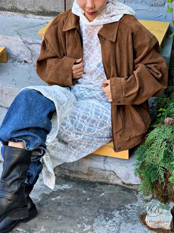 Fw343 秋季 質感很好 復古寬鬆麂皮外套 