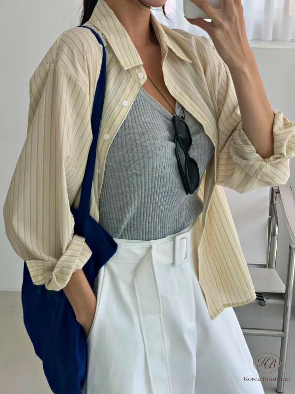 SS258 春季 好美的招財黃條紋襯衫 