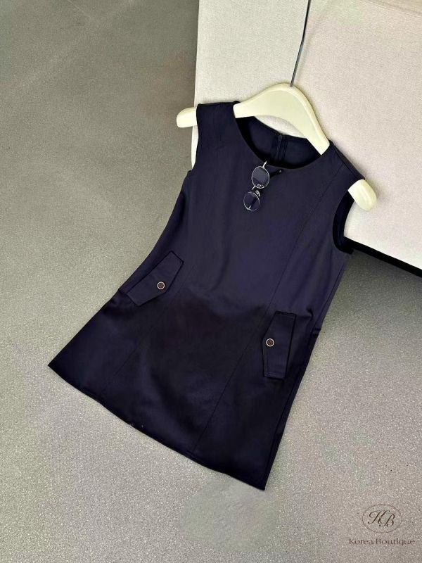 SS248 春季 簡約口袋背心洋裝 