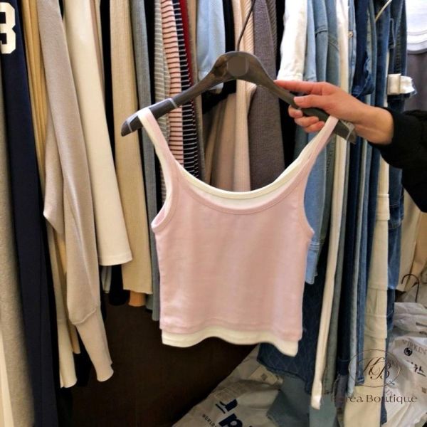 SS217 春季 假兩件背心 