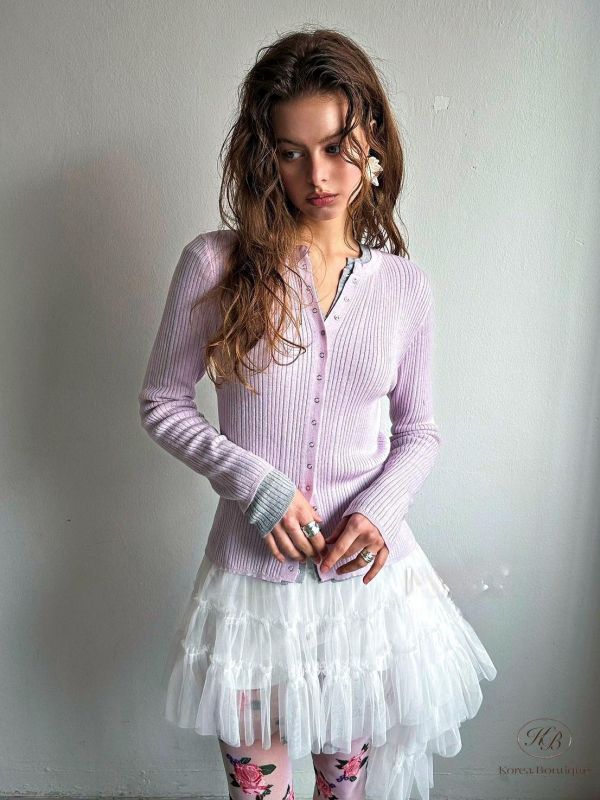 SS132 春季 春款排扣簡約上衣 薰衣草紫好美 