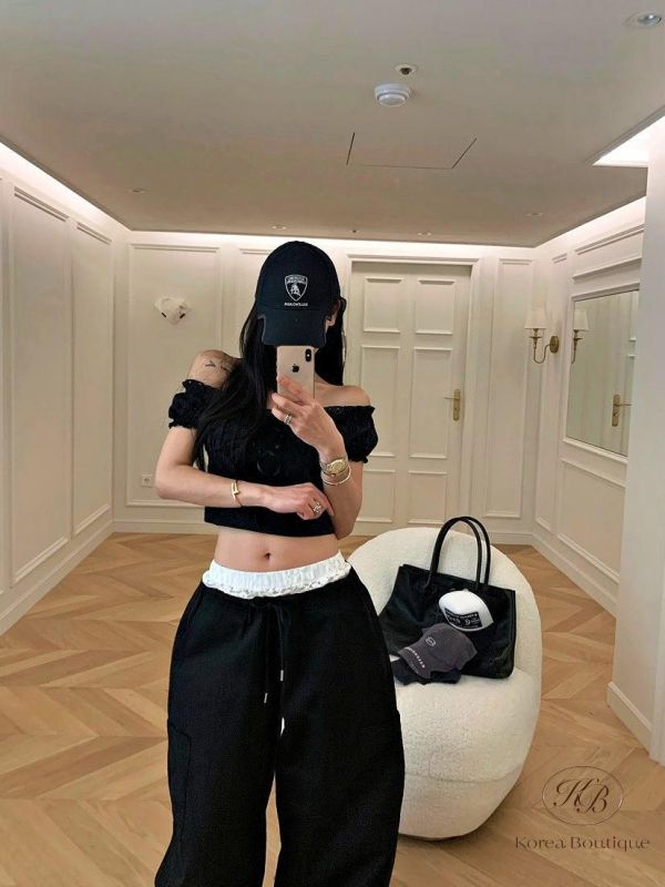 SS278 春季 蕾絲褲頭設計工裝褲 