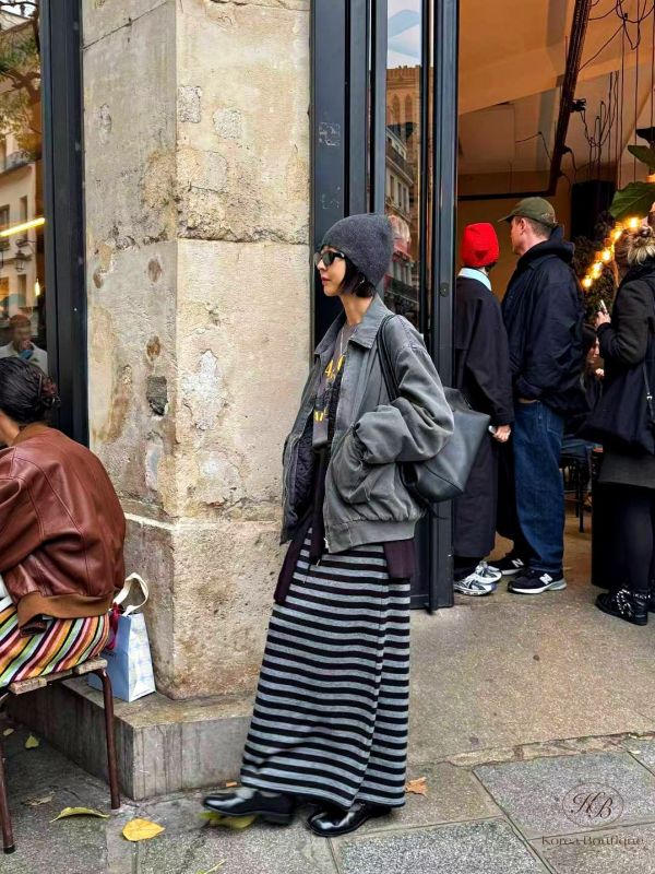 Fw471 冬季 條紋長裙 