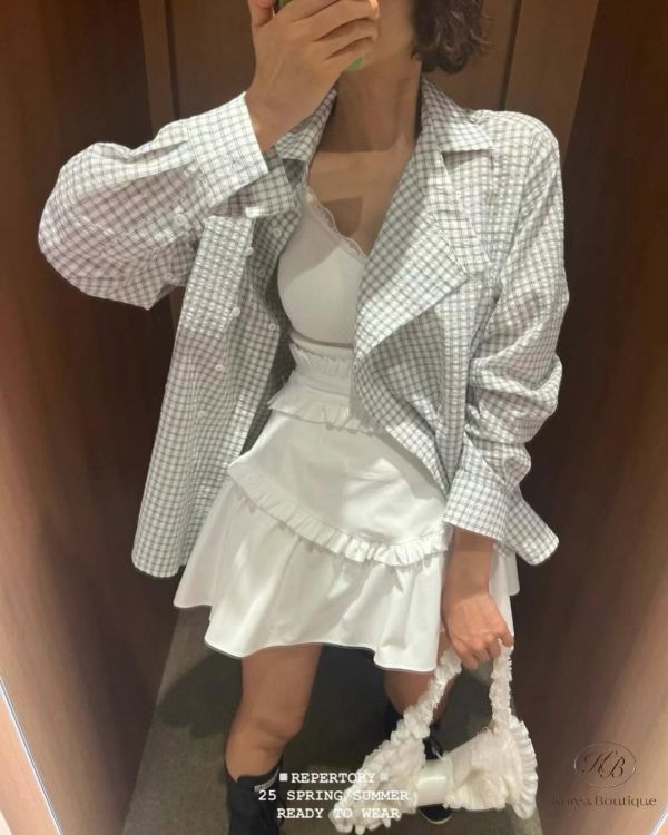 Spp20 春裝 少女格紋系的多穿襯衫 