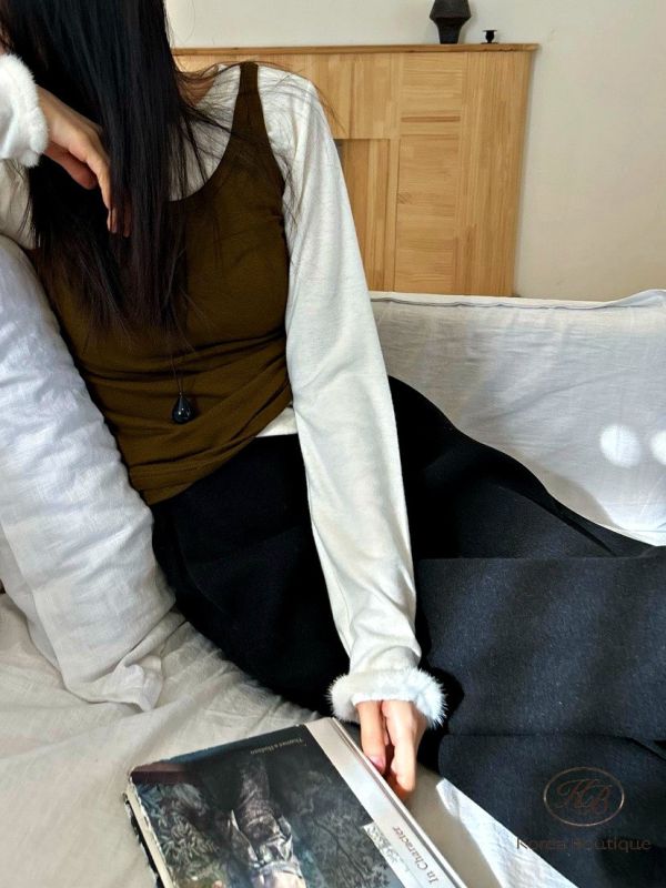 Fw461 冬季 毛毛手袖上衣 