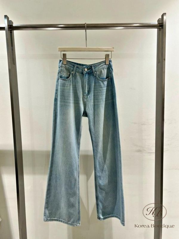 KR2631 夏季 顏色很清爽的牛仔褲 