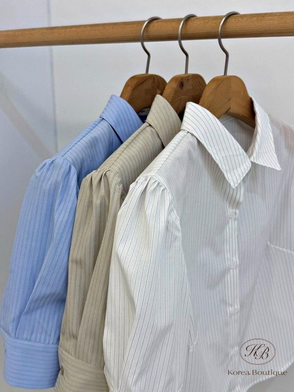 SS336 春季 短版條紋襯衫 不含外罩背心 