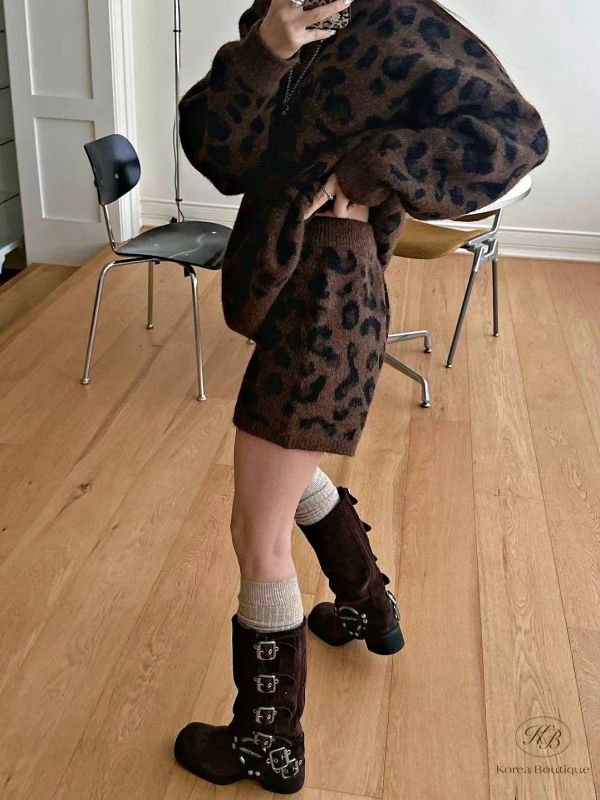 FWKR107 冬季 豹紋褲裝 