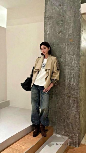 FW2783 秋季 內裡是格紋的風衣外套 