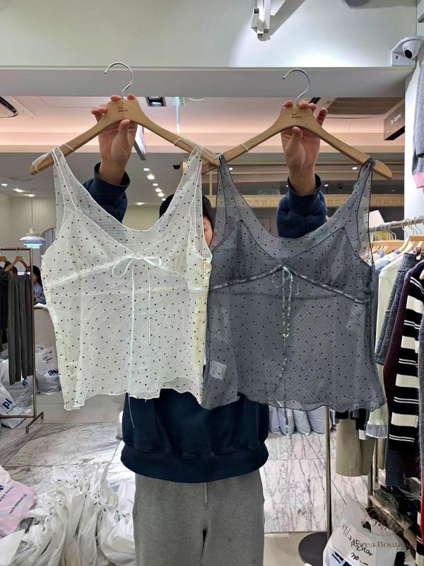 SS150 春季 有點可愛有點女人的薄紗點點上衣 