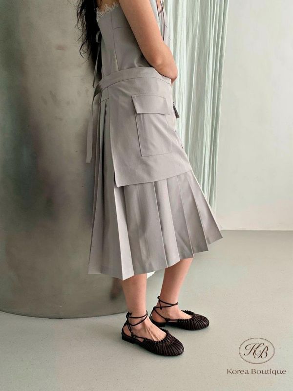 SS378 春季 圍裙兩件式設計洋裝 好時髦 