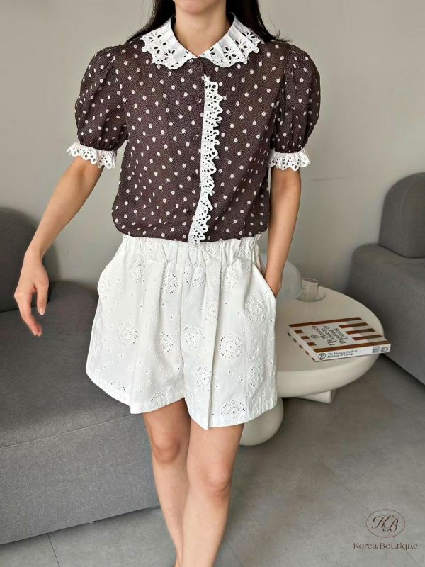 SS352 春季 鏤空花領口襯衫 