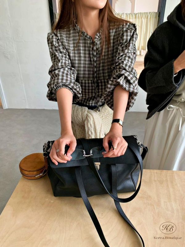 FW2763 秋季 打摺格紋襯衫 