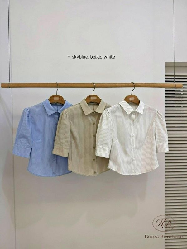 SS336 春季 短版條紋襯衫 不含外罩背心 