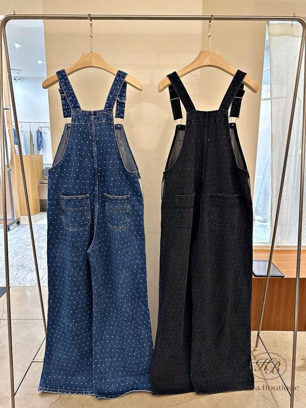 Fw117 秋季 好好看的點點吊帶褲 