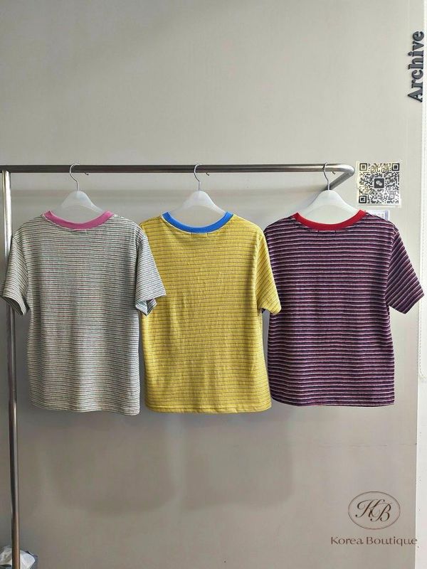 SS435 春季 糖果色配色的條紋tee 