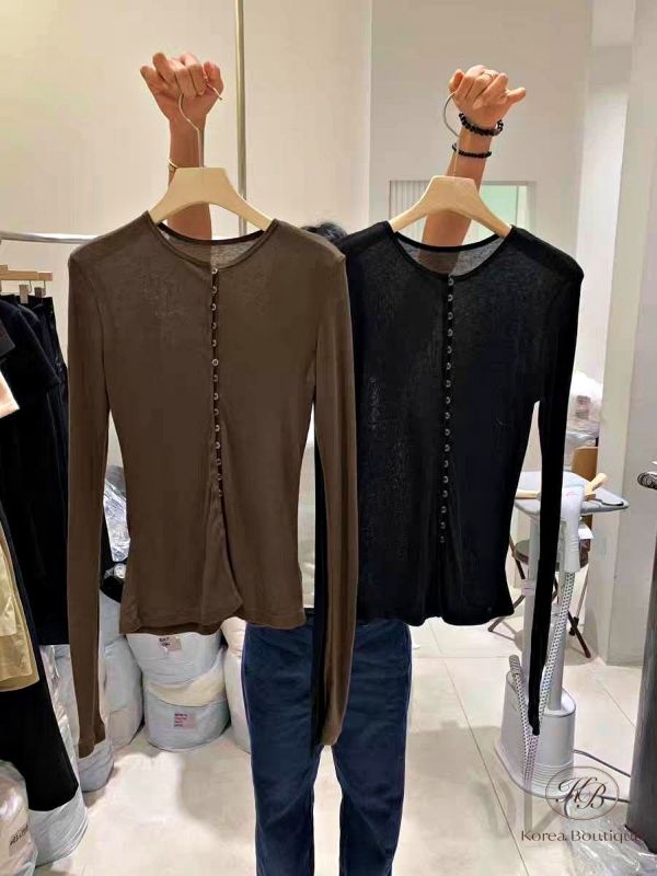 Fw234 秋季 排扣天絲上衣 