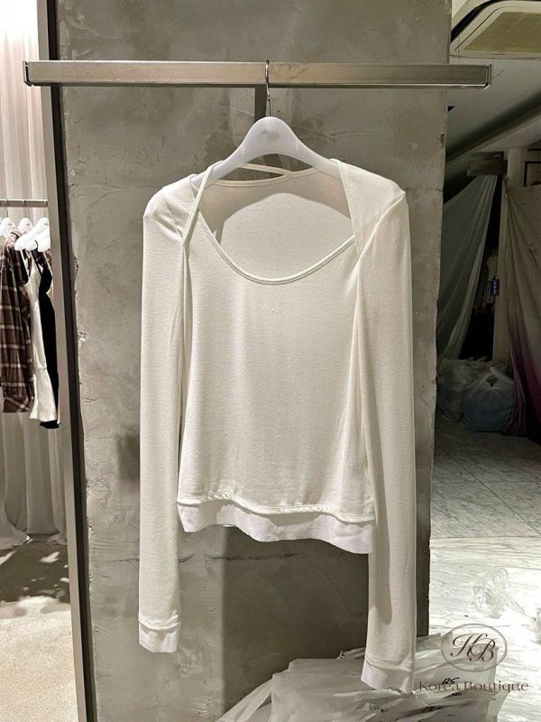 FW2716 秋季 彈性棉挖領上衣 