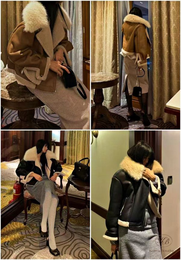 FWKR113 冬季 闆娘自留毛毛皮草皮衣外套 