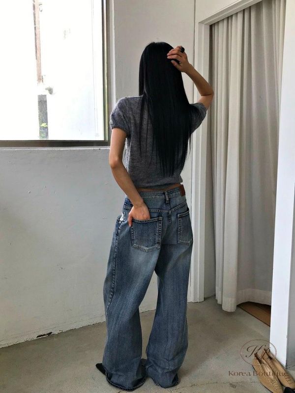 FW2785 秋季 水洗刷色牛仔褲 