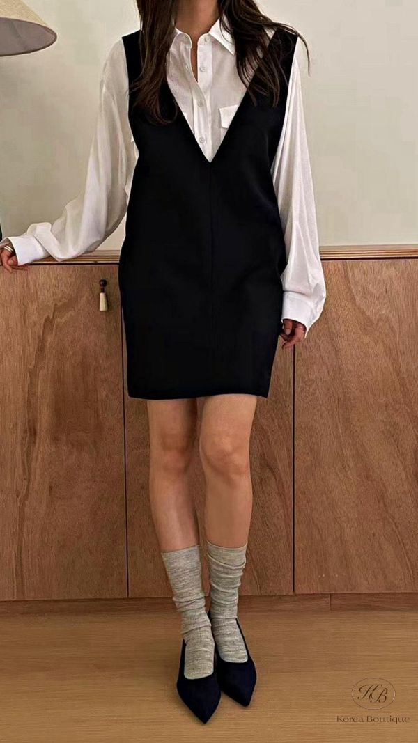 FW2731 秋季 大V領質感背心裙 