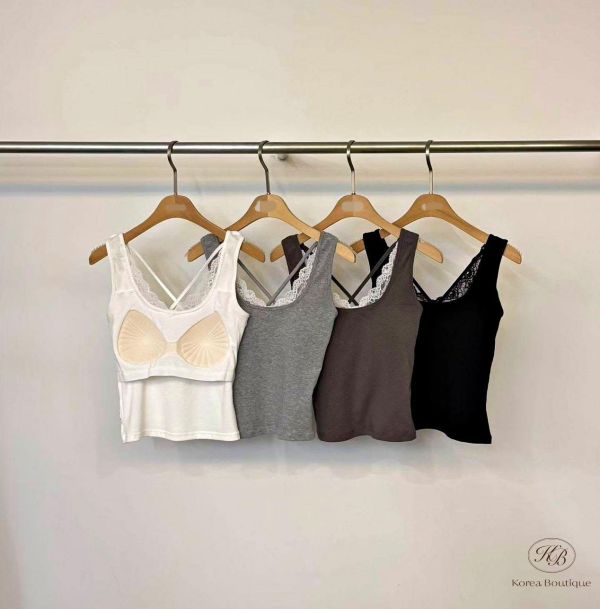 SS106 春季 超美蕾絲拼接bra top 