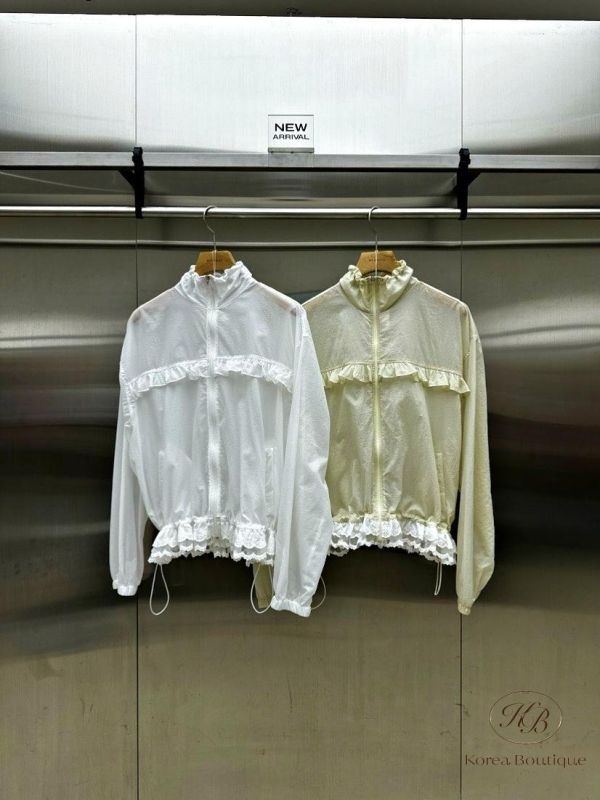 SS412 春季 透膚蕾絲造型風衣外套 