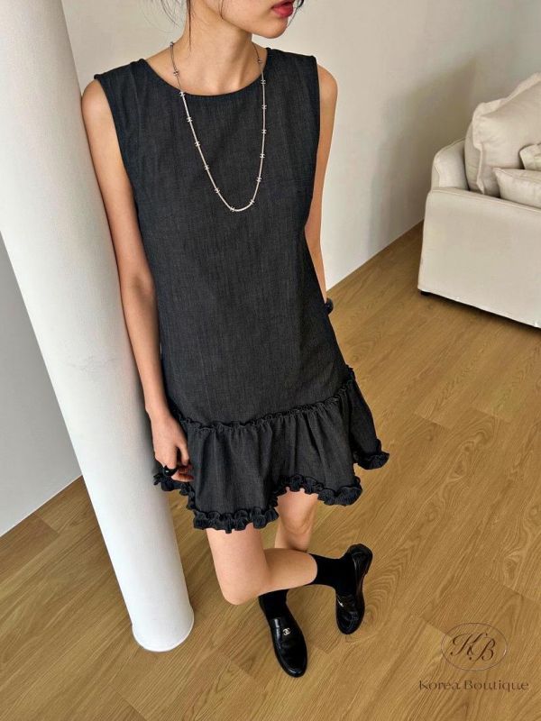 SS328 春季 花邊牛仔丹寧小洋裝 